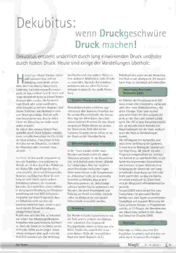Vorschauseite 1: Dekubitus: wenn Druckgeschwüre Druck machen!