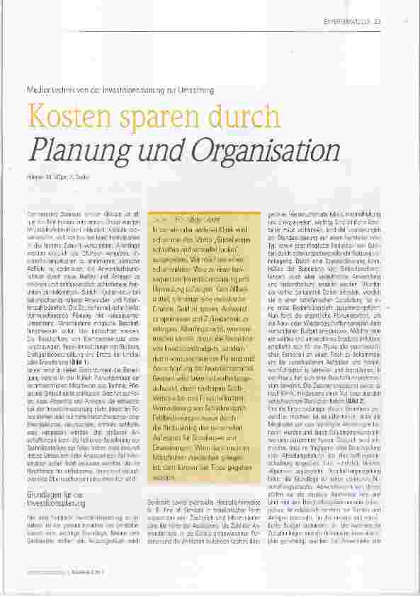 Vorschauseite 1: Kosten sparen durch Planung und Organisation