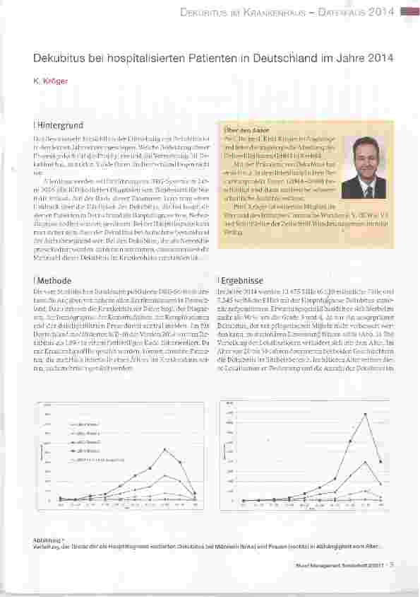Vorschauseite 1: Dekubitus bei hospitalisierten Patienten in Deutschland im Jahre 2014