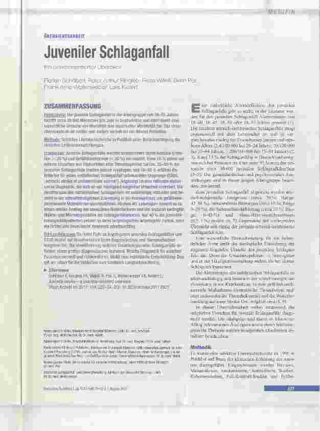Vorschauseite 1: Juveniler Schlaganfall