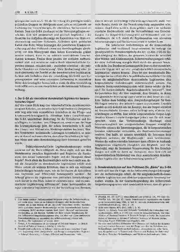 Vorschauseite 2: Starke Selbstverwaltung mit und durch demokratische Legitimation? Der G-BA auf dem Prüfstand*