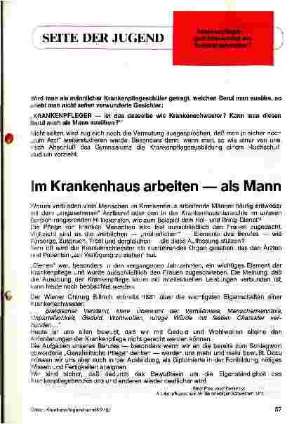 Vorschauseite 1: Im Krankenhaus arbeiten als Mann Krankenpfleger - gleichberechtigt wie Krankenschwester