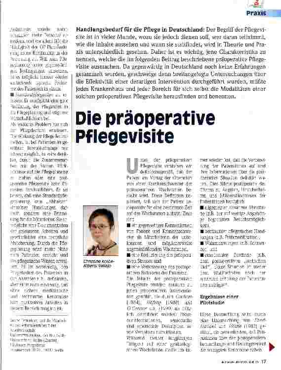 Vorschauseite 1: Die präoperative Pflegevisite Handlungsbedarf für die Pflege in Deutschland