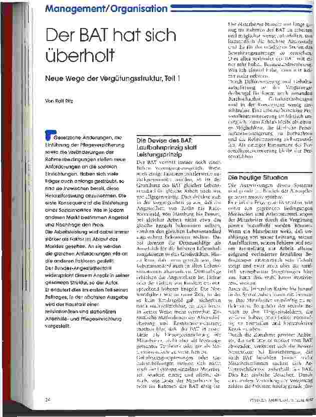 Vorschauseite 1: Der BAT hat sich überholt Neue Wege der Vergütungsstruktur, Teil 1