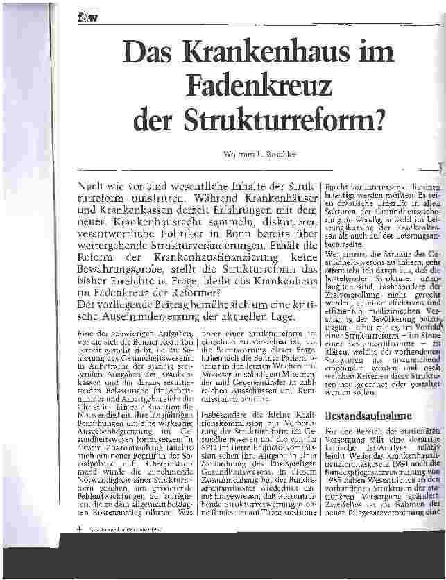 Vorschauseite 1: Das Krankenhaus im Fadenkreuz der Strukturreform