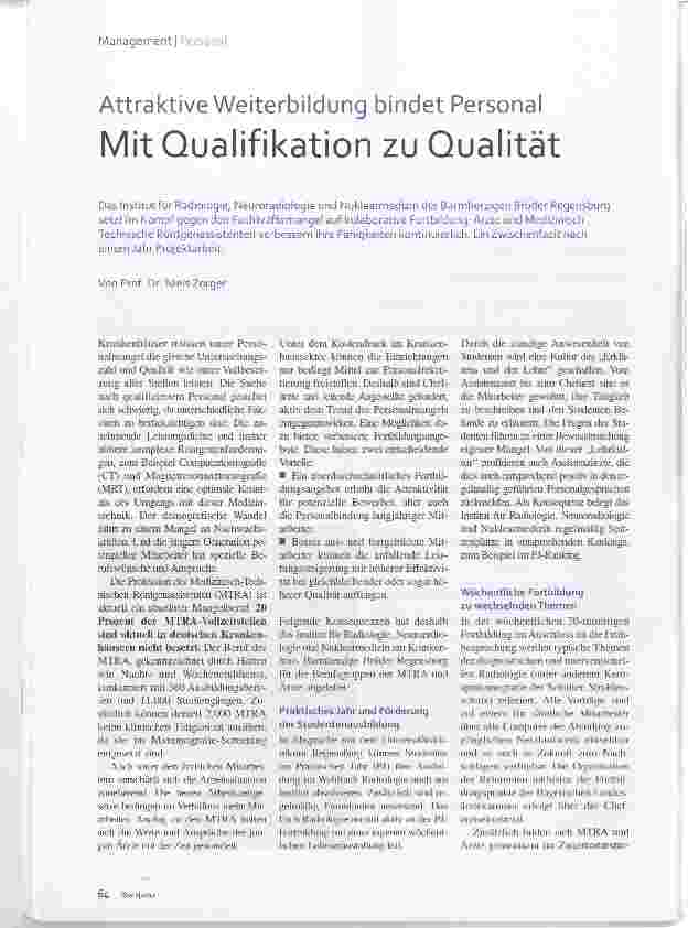 Vorschauseite 1: Attraktive Weiterbildung bindet Personal Mit Qualifikation zu Qualität