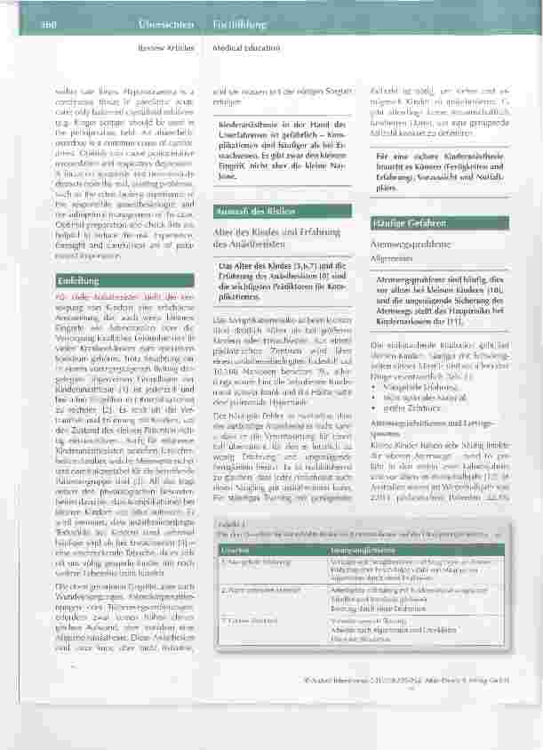 Vorschauseite 2: Komplikationen in der Kinderanästhesie