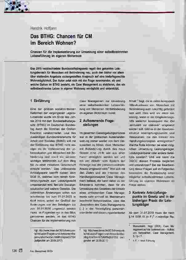 Vorschauseite 1: Das BTHG: Chancen für CM im Bereich Wohnen?