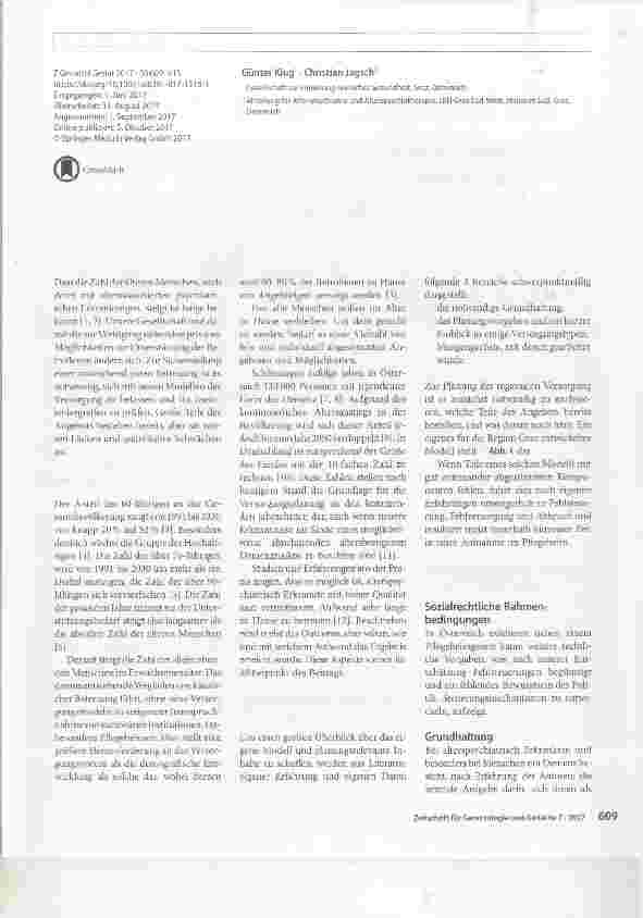 Vorschauseite 1: Gemeindenahe psychosoziale Versorgung von Menschen mit Demenz