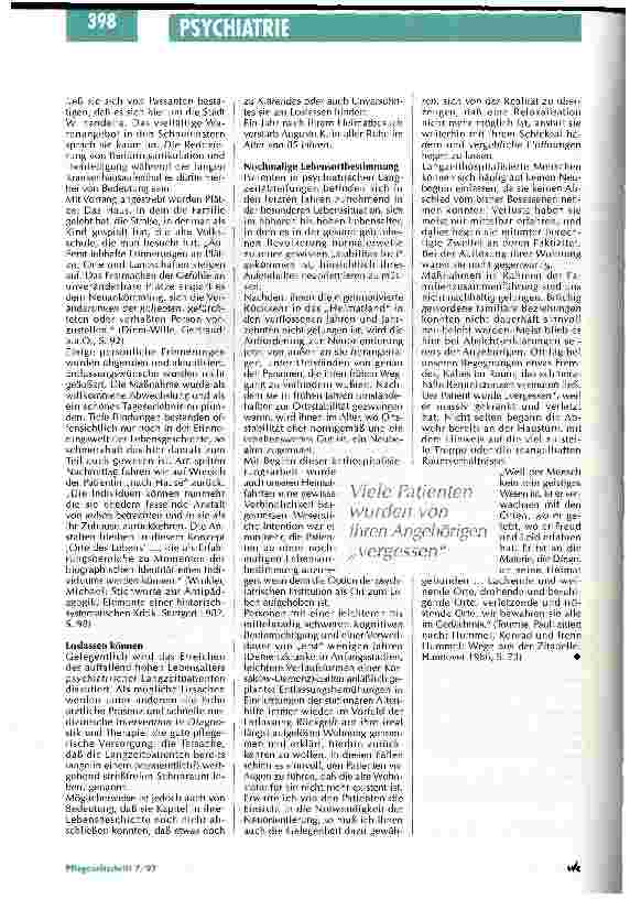 Vorschauseite 5: Nach Jahren wird die Institution als Heimat angenommen Biographie-orientierte Pädagogik mit lanzeithospitalisierten Menschen