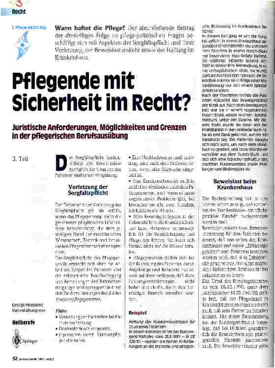 Vorschauseite 1: Pflegende mit Sicherheit im Recht? Juristische Anforderungen, Möglichkeiten und Grenzen in der pflegerischen Berufsausübung