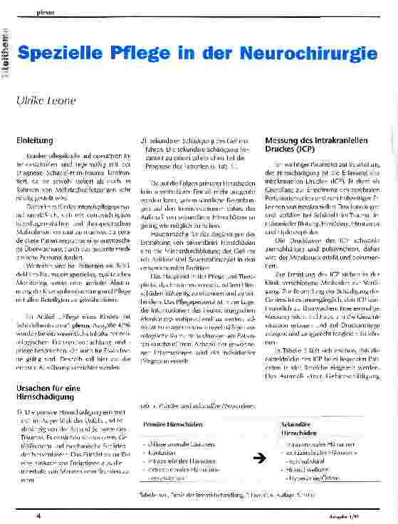 Vorschauseite 1: Spezielle Pflege in der Neurochirurgie
