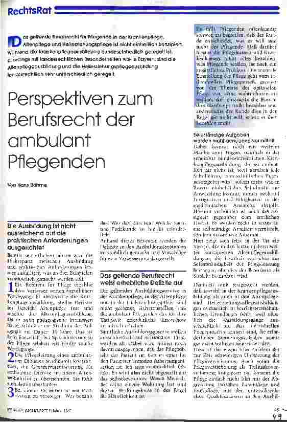 Vorschauseite 1: Perspektiven zum Berufsrecht der ambulant Pflegenden