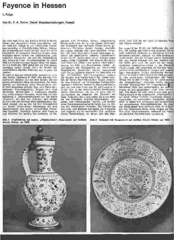Vorschauseite 1: Fayence in Hessen 1. Folge
