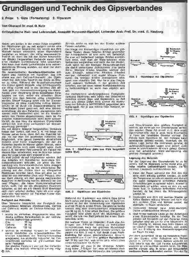 Vorschauseite 1: Grundlagen und Technik des Gipsverbandes 2. Folge: 1. Gips (Fortsetzung) 2. Gipsraum
