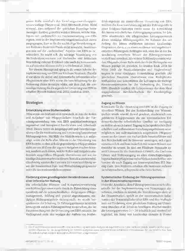 Vorschauseite 2: Auf dem Weg zu einer EBNfördernden Haltung Erste Schritte zur Implementierung einer Evidencebasierten Pfiegepraxis