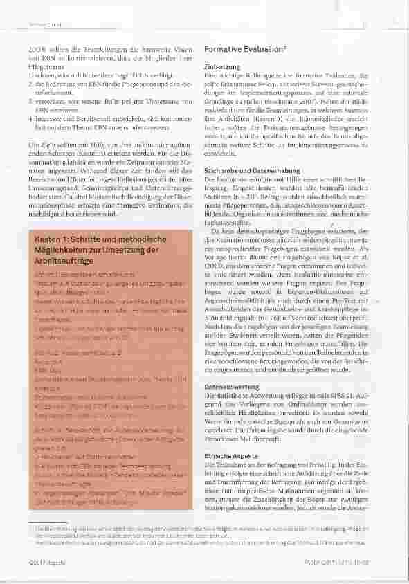 Vorschauseite 3: Auf dem Weg zu einer EBNfördernden Haltung Erste Schritte zur Implementierung einer Evidencebasierten Pfiegepraxis