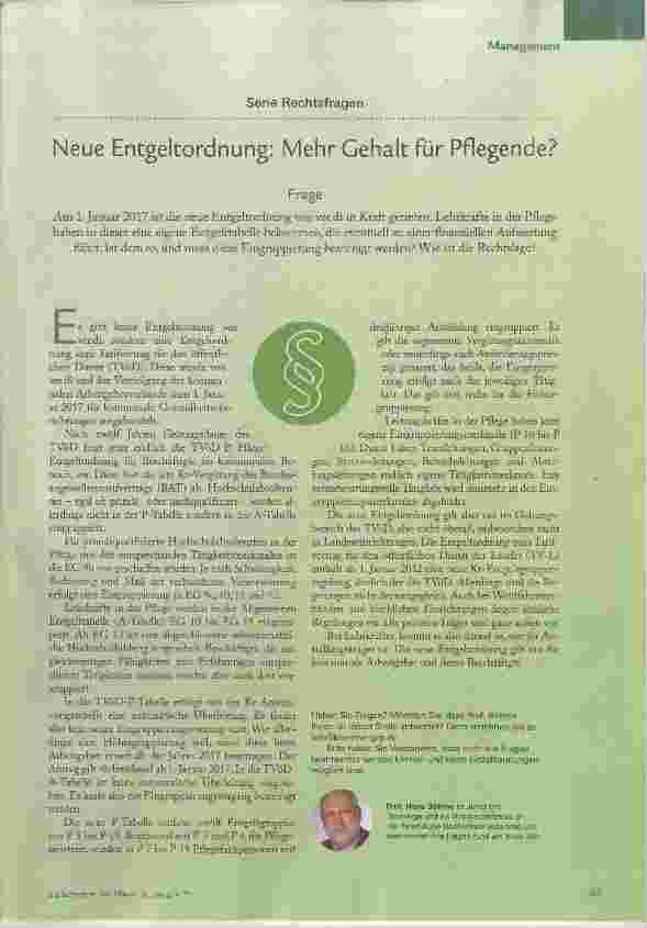 Vorschauseite 1: Neue Entgeltordnung: Mehr Gehalt für Pflegende?