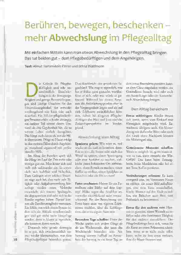 Vorschauseite 1: Berühren, bewegen, beschenken mehr Abwechslung im Pflegealltag