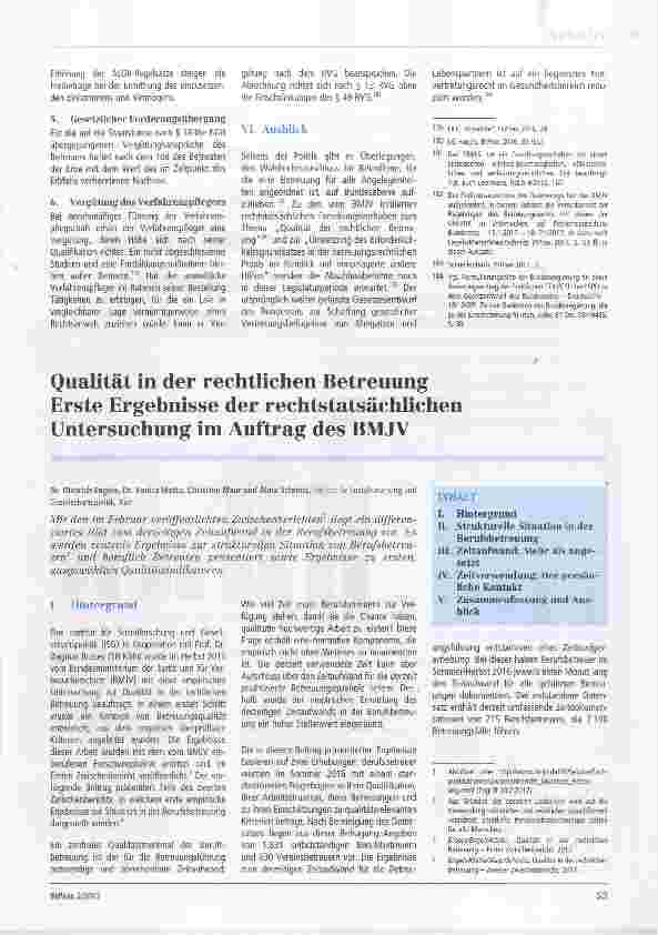 Vorschauseite 1: Qualität in der rechtlichen Betreuung Erste Ergebnisse der rechtstatsächlichen Untersuchung im Auftrag des BMJV