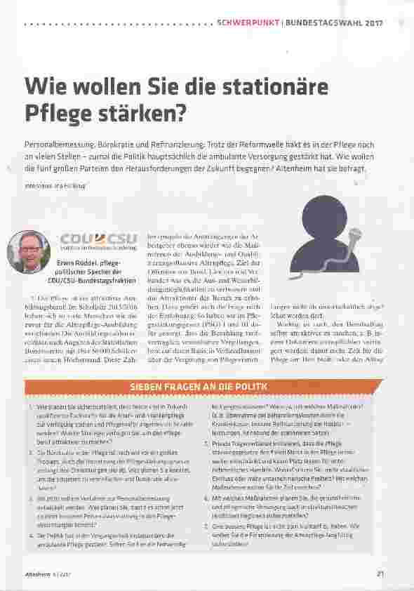 Vorschauseite 1: Wie wollen Sie die stationäre Pflege stärken?