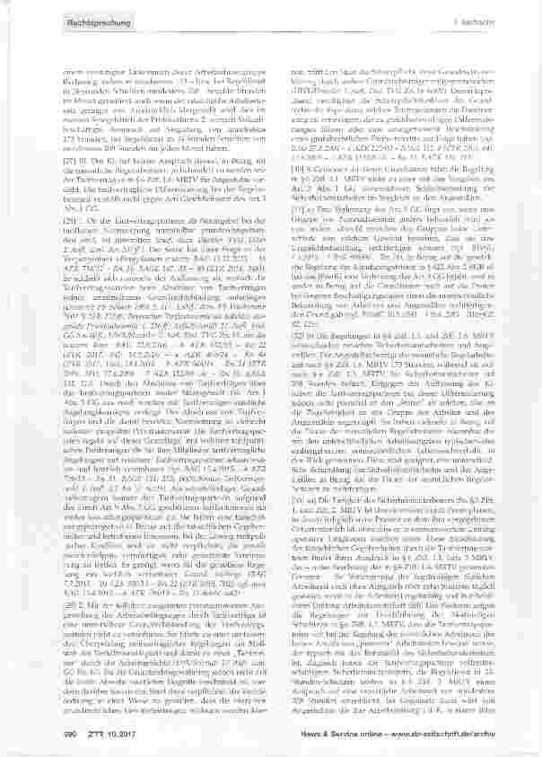 Vorschauseite 2: MRTV für Sicherheitsdienstleistungen in der BRD vom 30.8.2011 Mehrarbeitszuschlag - Regelarbeitszeit - Differenzierung zwischen Arbeitern und Angestellten