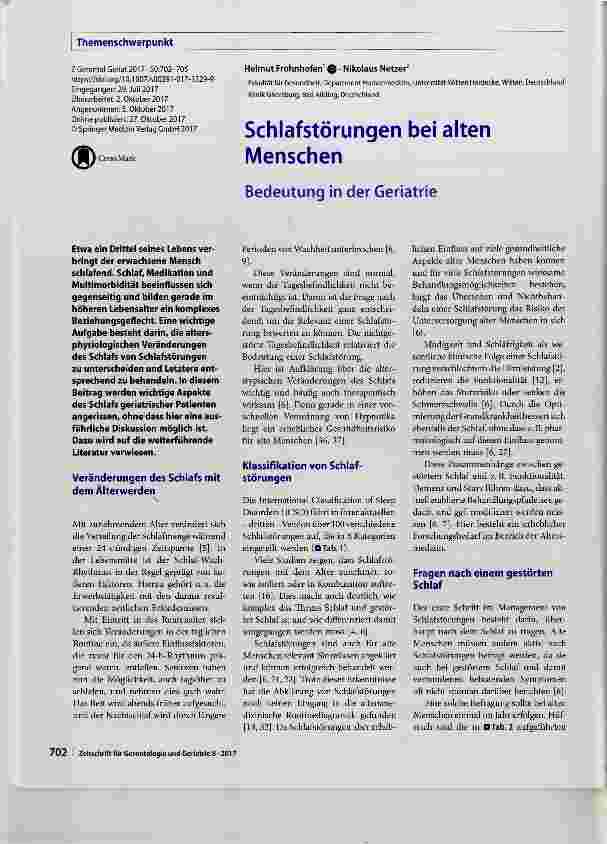Vorschauseite 1: Schlafstörungen bei alten Menschen