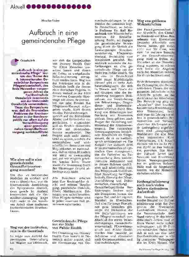 Vorschauseite 1: Aufbruch in eine gemeindenahe Pflege