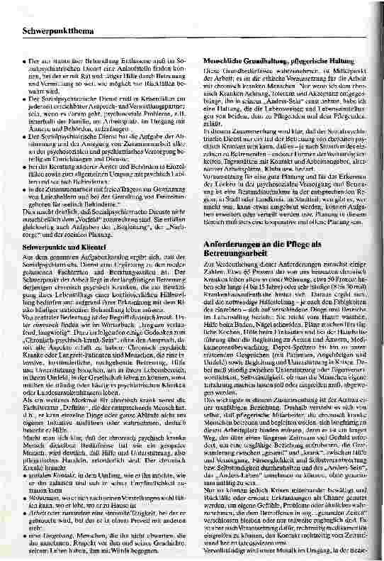 Vorschauseite 2: Pflegekräfte im Sozialpsychiatrischen Dienst Aufgaben und Möglichkeiten psychiatrischer Pflege bei der Betreuung und Versorgung chronisch psychisch Kranker