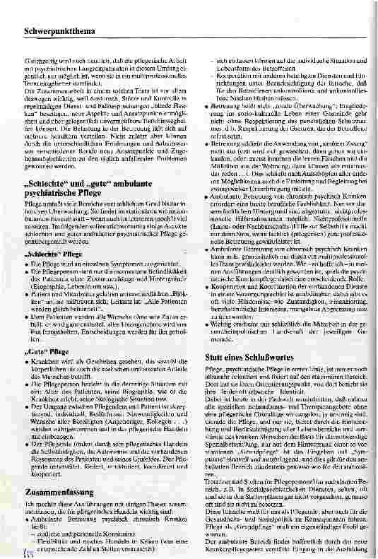 Vorschauseite 4: Pflegekräfte im Sozialpsychiatrischen Dienst Aufgaben und Möglichkeiten psychiatrischer Pflege bei der Betreuung und Versorgung chronisch psychisch Kranker
