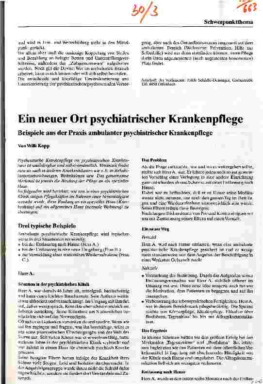 Vorschauseite 5: Pflegekräfte im Sozialpsychiatrischen Dienst Aufgaben und Möglichkeiten psychiatrischer Pflege bei der Betreuung und Versorgung chronisch psychisch Kranker