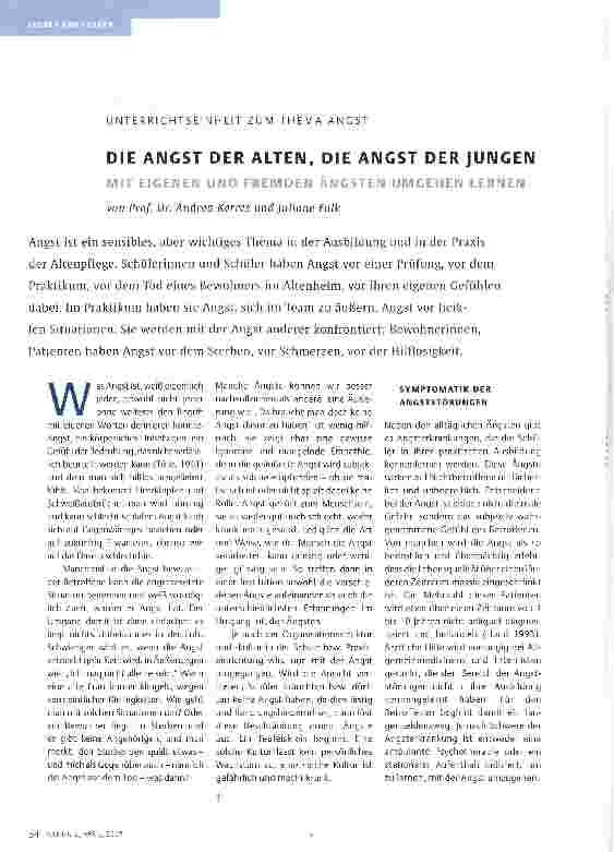 Vorschauseite 1: DIE ANGST DER ALTEN, DIE ANGST DER JUNGEN