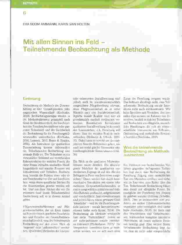 Vorschauseite 1: Mit allen Sinnen ins Feld Teilnehmende Beobachtung als Methode