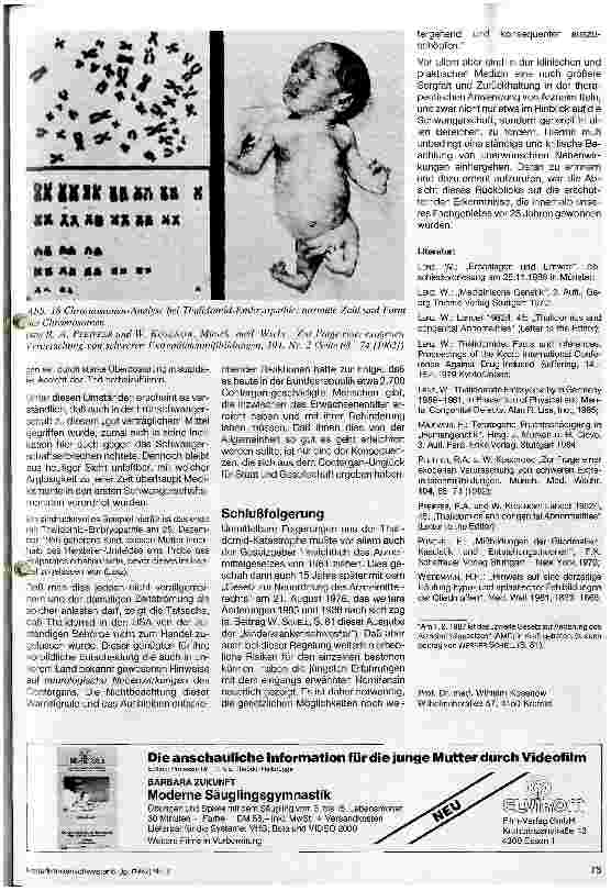 Vorschauseite 6: 25 Jahre Thalidomid-Embryopathie Rückbesinnung auf Arzneimittelrisiken