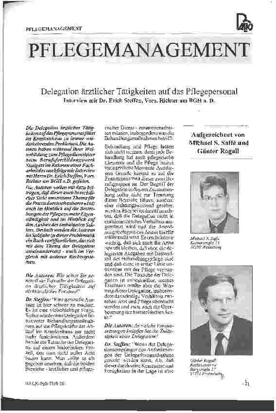 Vorschauseite 1: Delegation ärztlicher Tätigkeiten auf das Pflegepersonal