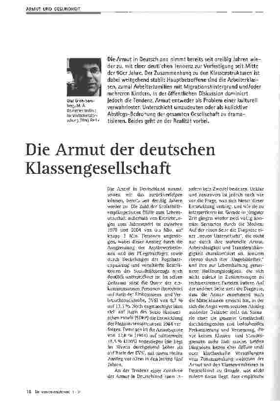 Vorschauseite 1: Die Armut der deutschen Klassengesellschaft