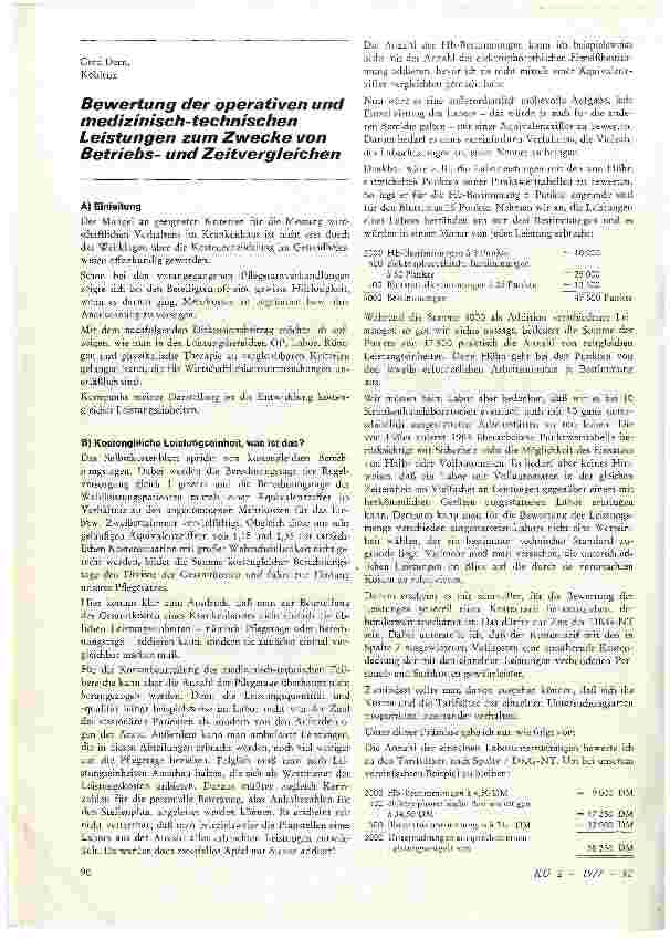 Vorschauseite 1: Bewertung der operativen und medizinisch-technischen Leistungen zum Zwecke von Betriebs und Zeitvergleichen