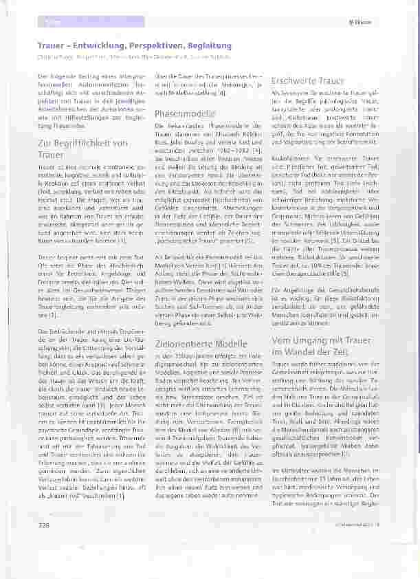 Vorschauseite 1: Trauer Entwicklung, Perspektiven, Begleitung