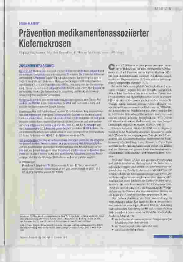 Vorschauseite 1: Prävention medikamentenassoziierter Kiefernekrosen
