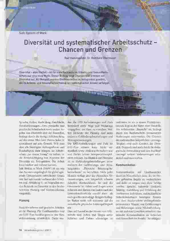 Vorschauseite 1: Diversität und systematischer Arbeitsschutz Chancen und Grenzen