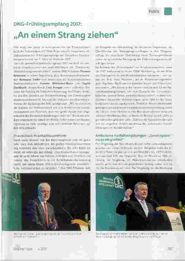 Vorschauseite 1: DKG-Frühlingsempfang 2017: An einem Strang ziehen