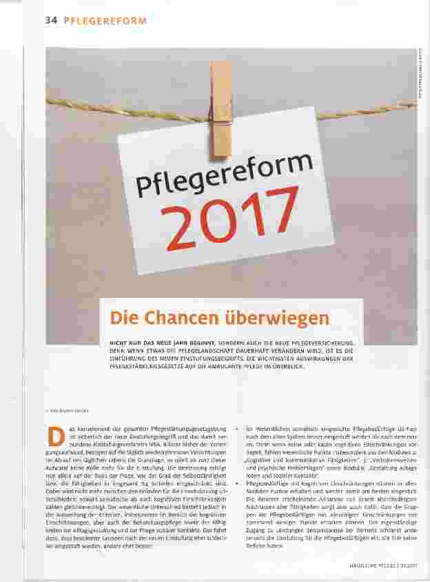 Vorschauseite 1: Pflegereform 2017 Die Chancen überwiegen