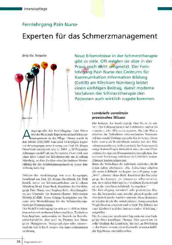 Vorschauseite 1: Experten für das Schmerzmanagement