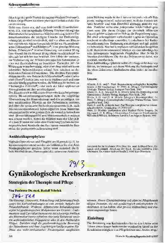 Vorschauseite 1: Gynäkologische Krebserkrankungen Strategien der Therapie und Pflege