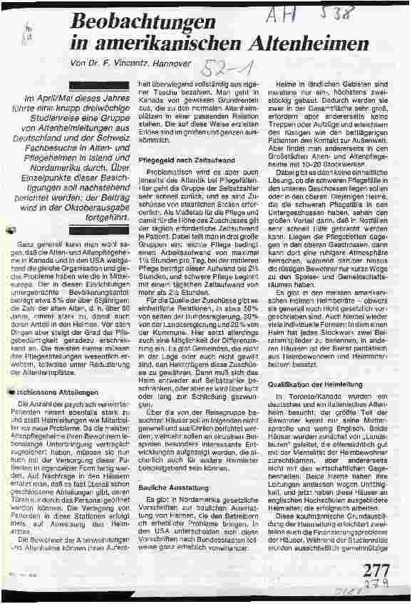 Vorschauseite 1: Beobachtungen in amerikanischen Altenheimen