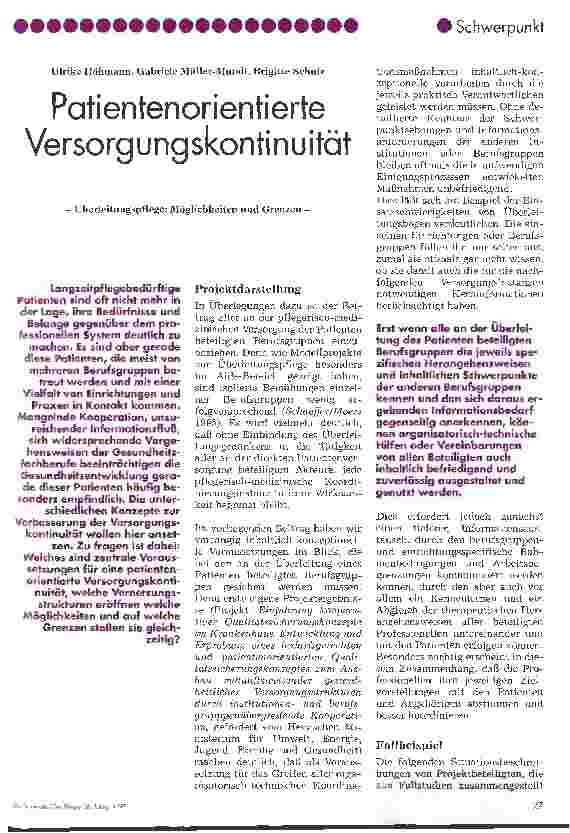 Vorschauseite 1: Patientenorientierte Versorgungskontinuität