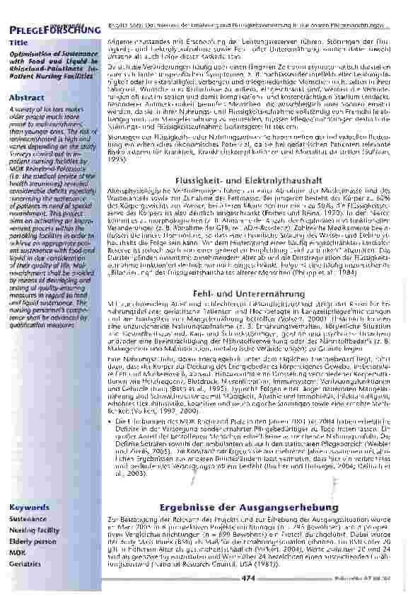 Vorschauseite 2: Optimierung der Ernährung und Flüssigkeitsversorgung in stationären Pflegeeinrichtungen in Rheinland-Pfalz