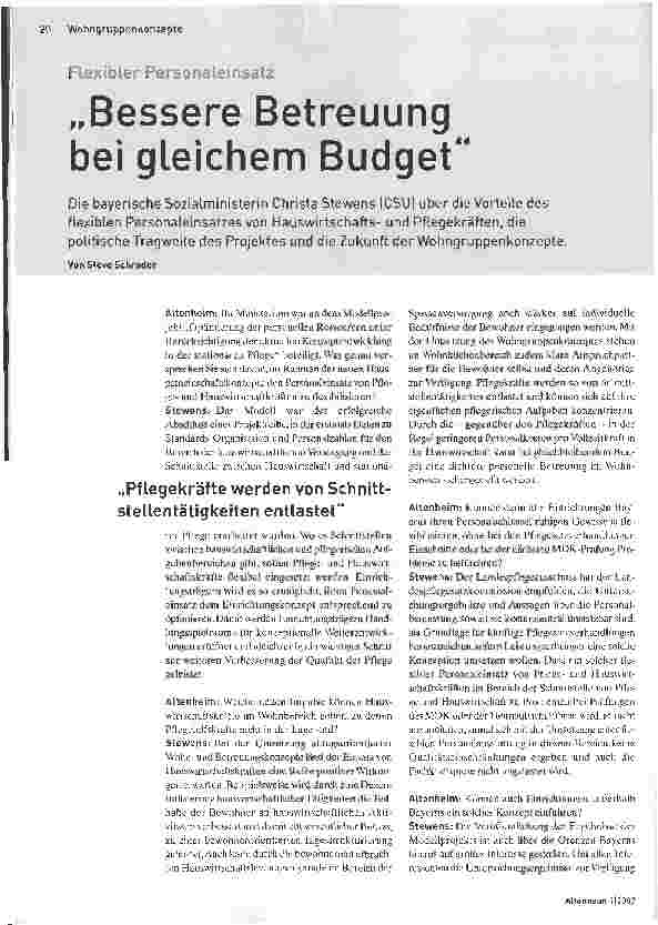 Vorschauseite 1: Bessere Betreuung bei gleichem Budget