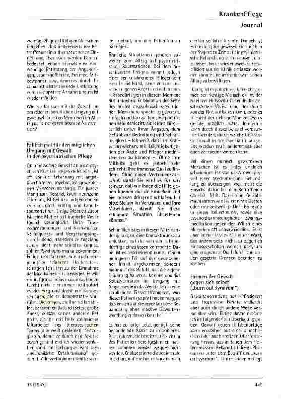 Vorschauseite 2: Pflege und Gewalt Erfahrungen aus der pflegerischen Tätigkeit in der Psychiatrie
