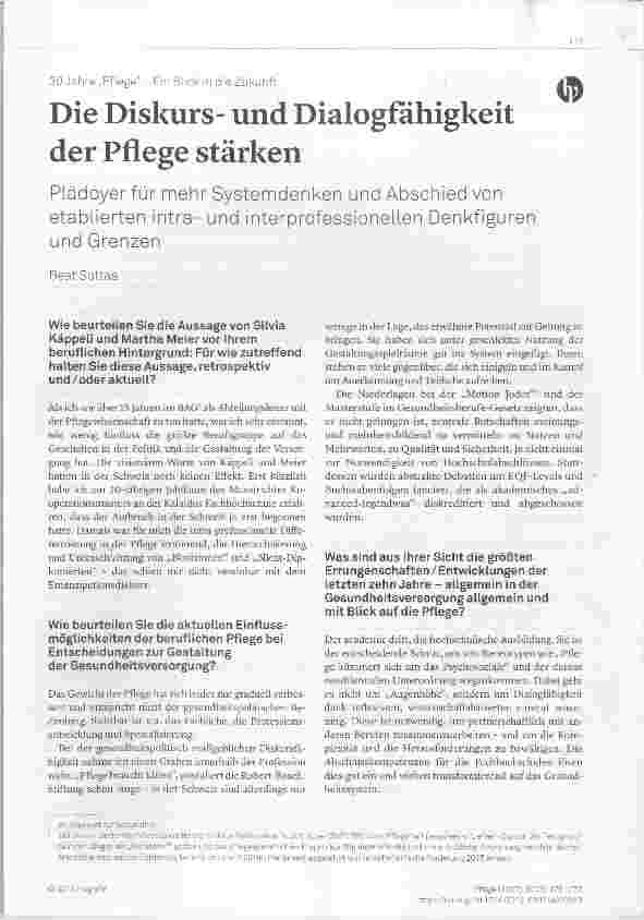 Vorschauseite 1: Die Diskursund Dialogfahigkeit der Pflege stärken